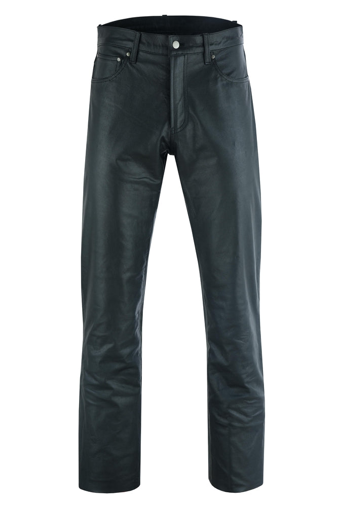 DS452 Women's Classic 5 Pocket Black Casual Motorcycle Leather Pants