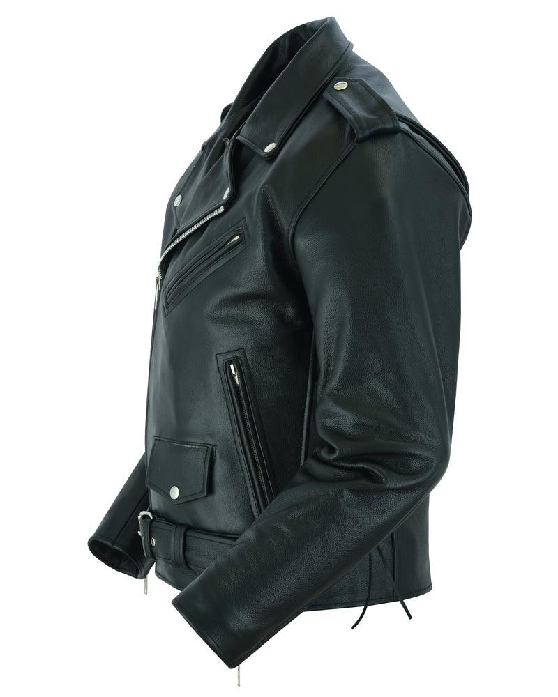 DS711 Economy Motorcycle Classic Biker Leather Jacket - Wind Angels