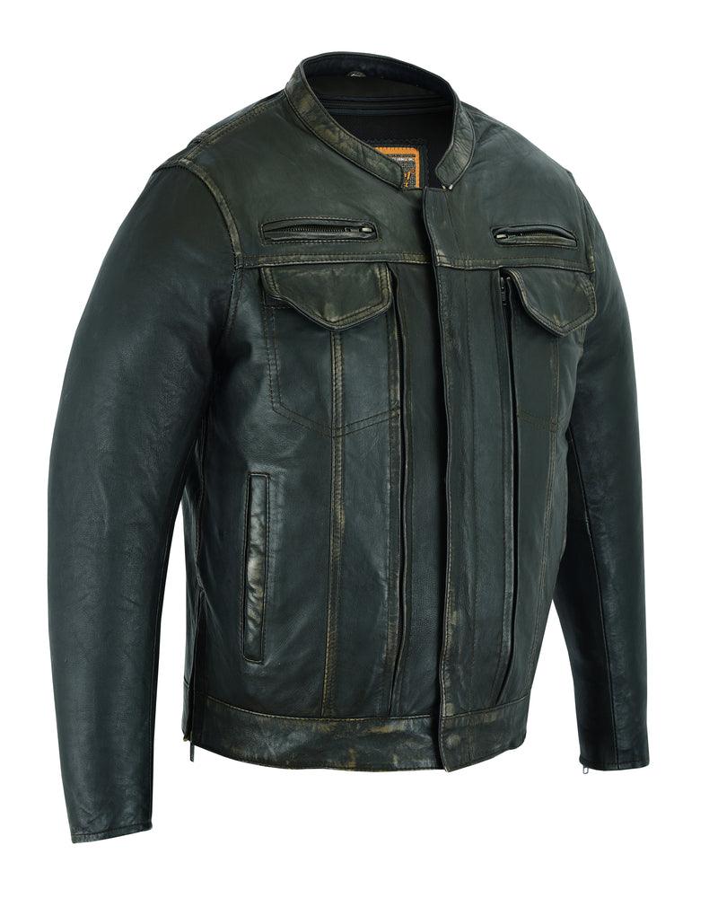 DS790 Men's Modern Utility Style Jacket in Lightweight Drum Dyed Distressed Nake - Wind Angels
