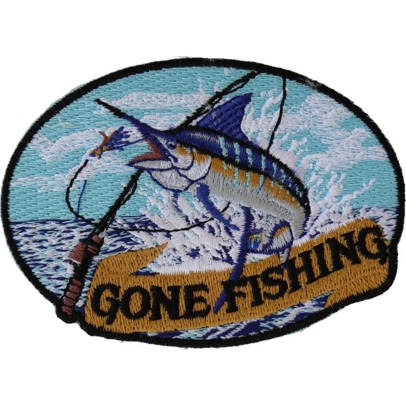 P4513 Marlin Gone Fishing Small Patch - Wind Angels