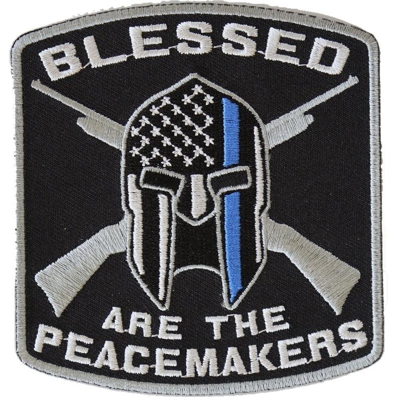P4622 Blessed Are The Peacemakers Thin Blue Line Patch For Law Enforc - Wind Angels