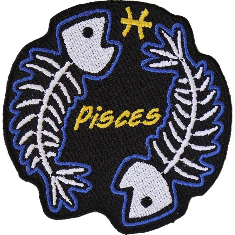 P5473 Pisces Skull Zodiac Sign Patch - Wind Angels