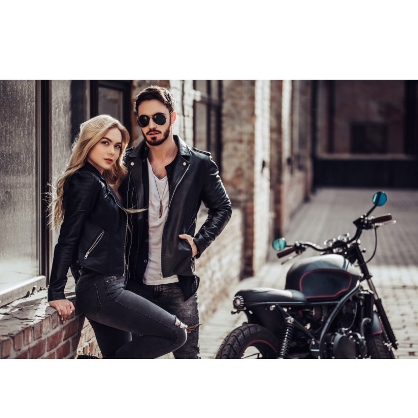 Man and woman moto riders