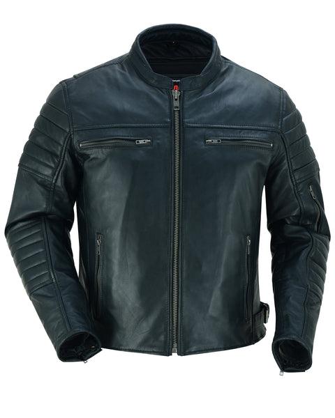 DS757 Men's Lightweight Drum Dyed Naked Lambskin Crossover Scooter Jacket - Wind Angels