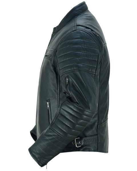 DS757 Men's Lightweight Drum Dyed Naked Lambskin Crossover Scooter Jacket - Wind Angels