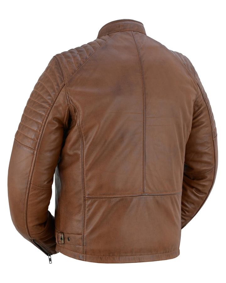 Copper Slayer Men's Sheepskin Leather Fashion Jacket with Snap Button