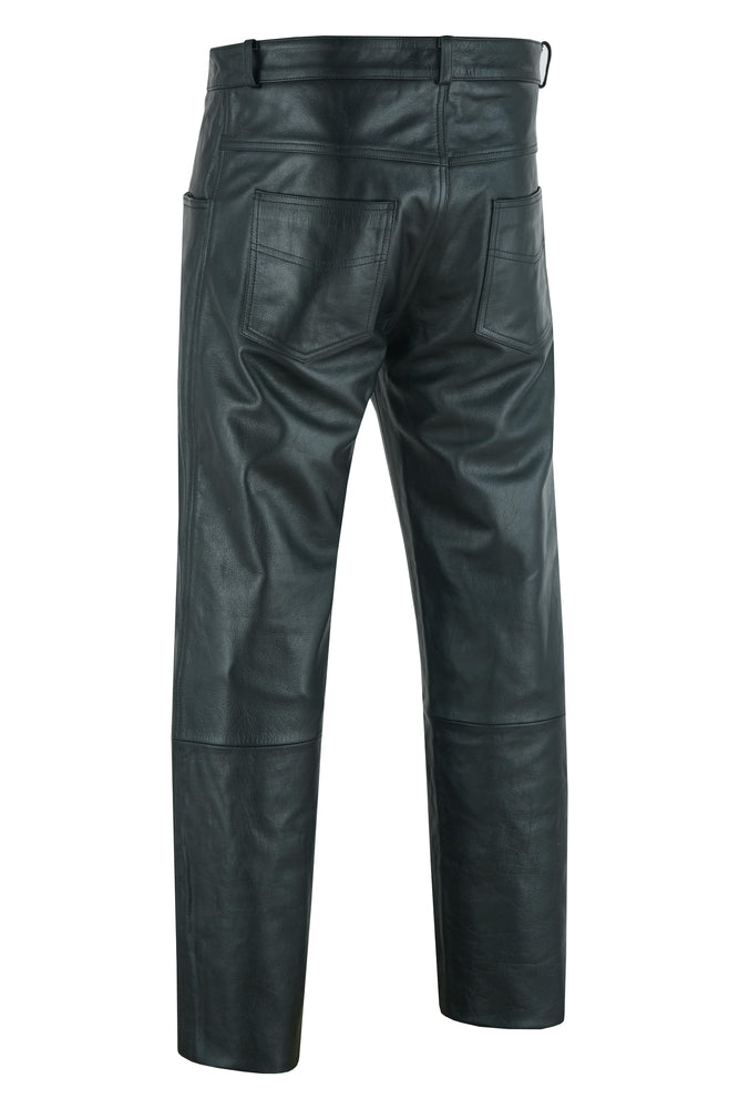 DS451 Men's Black Classic 5 Pocket Casual Motorcycle Leather Pants