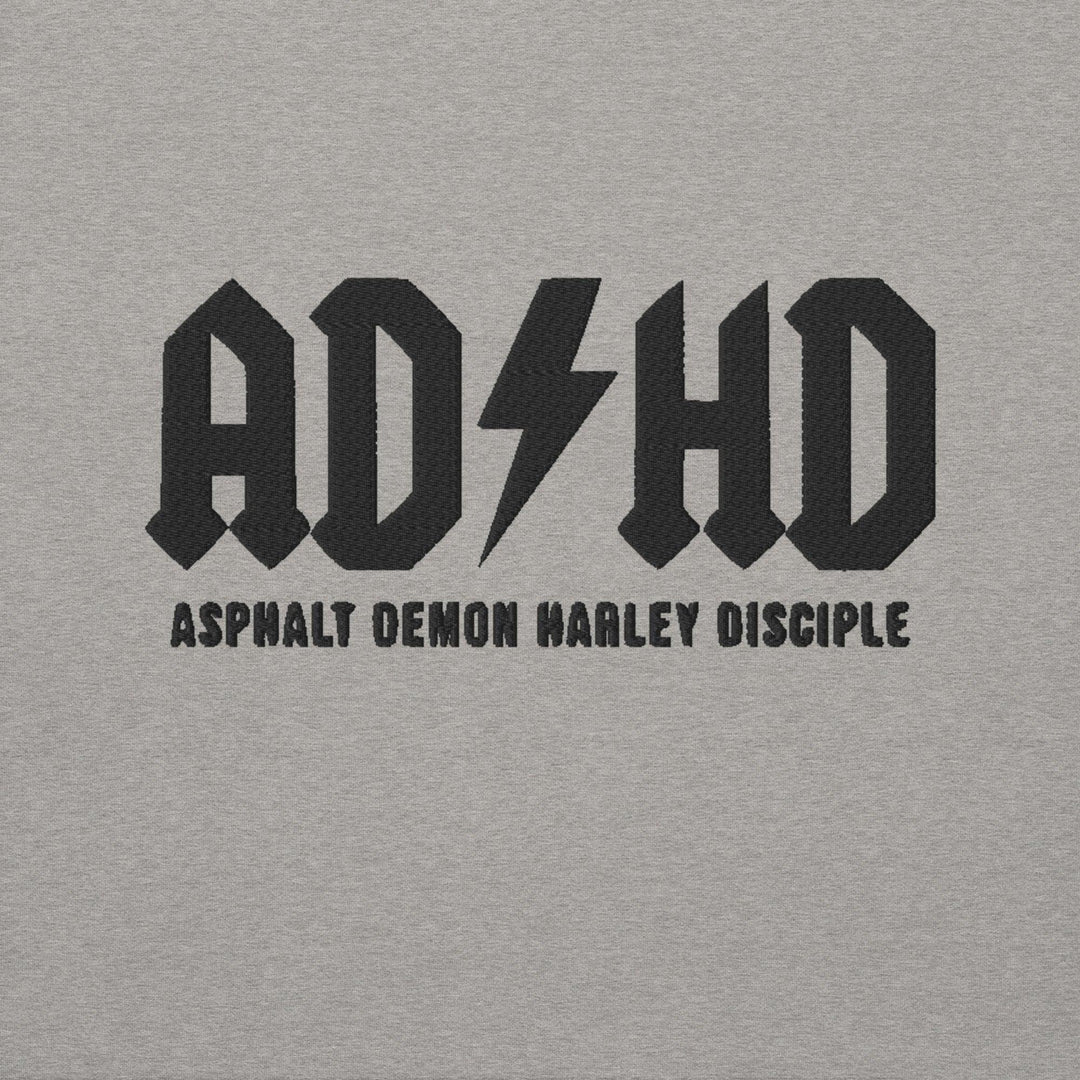 ADHD Asphalt Demon Harley Disciple Embroidered Sweatshirt