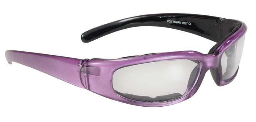 43027 Rally Wrap Padded Blk Frame/Purple Pearl/Clear Lens - Wind Angels