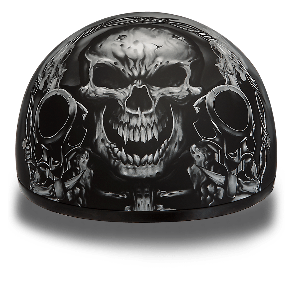 D6-G D.O.T. DAYTONA SKULL CAP - W/ GUNS - Wind Angels