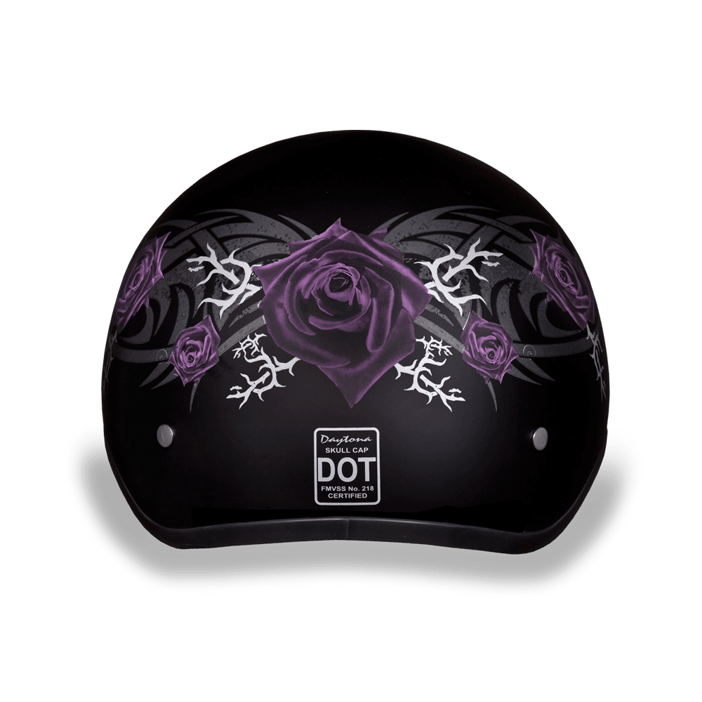 D6-PR D.O.T. DAYTONA SKULL CAP - W/ PURPLE ROSE - Wind Angels