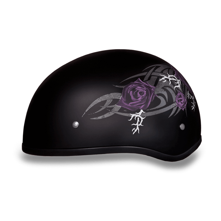 D6-PR D.O.T. DAYTONA SKULL CAP - W/ PURPLE ROSE - Wind Angels