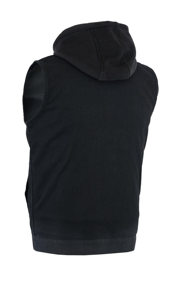 DM982 Men's Black Denim Single Back Panel Concealment Vest w/Rem - Wind Angels