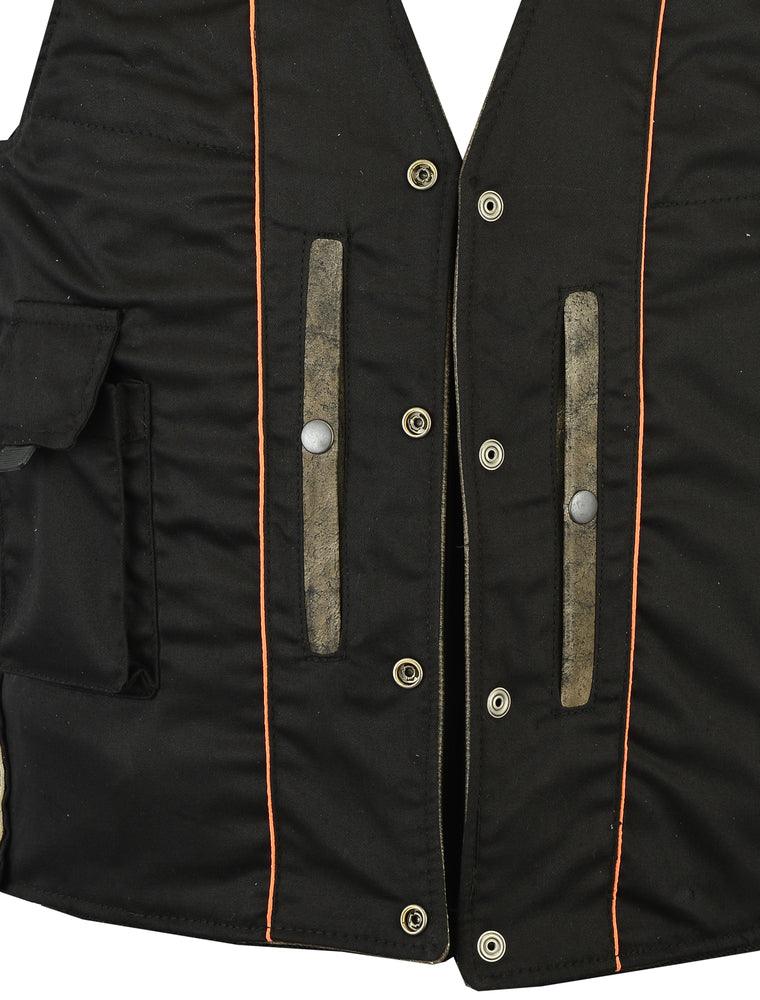 DS107 Men's Antique Brown Single Back Panel Concealed Carry Vest - Wind Angels