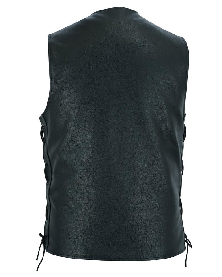 DS161TALL Men's Tall Classic Tapered Bottom Biker Leather Vest - Wind Angels