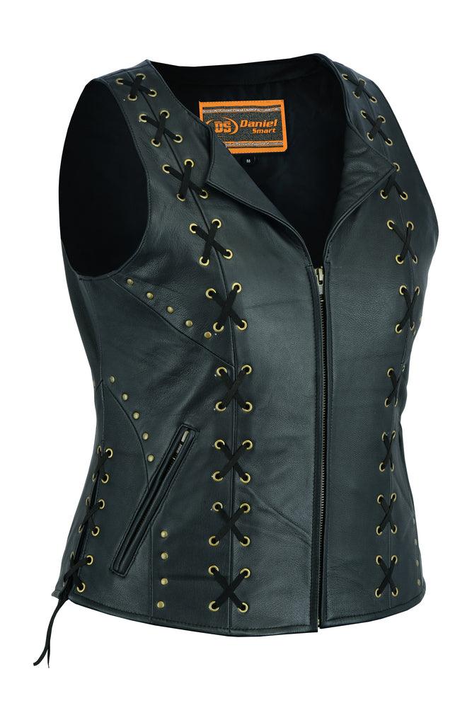 DS233 Women's Zippered Vest with Lacing Details - Wind Angels