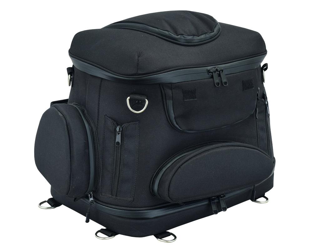 DS388 Daniel Smart Black Heavy Duty Textile Motorcycle Pet Carrier - Wind Angels