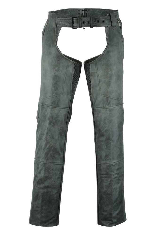 DS413 Unisex Double Deep Pocket Thermal Lined Chaps - GRAY - Wind Angels