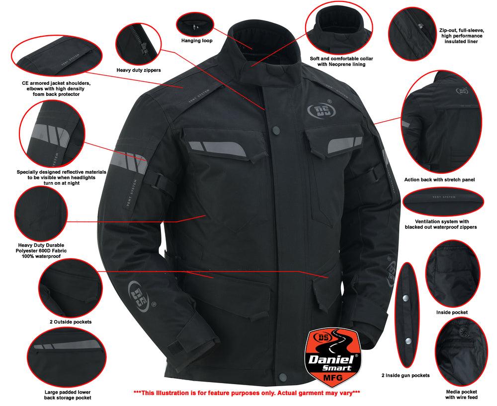 DS4615 Advance Touring Textile Motorcycle Jacket for Men - Black - Wind Angels