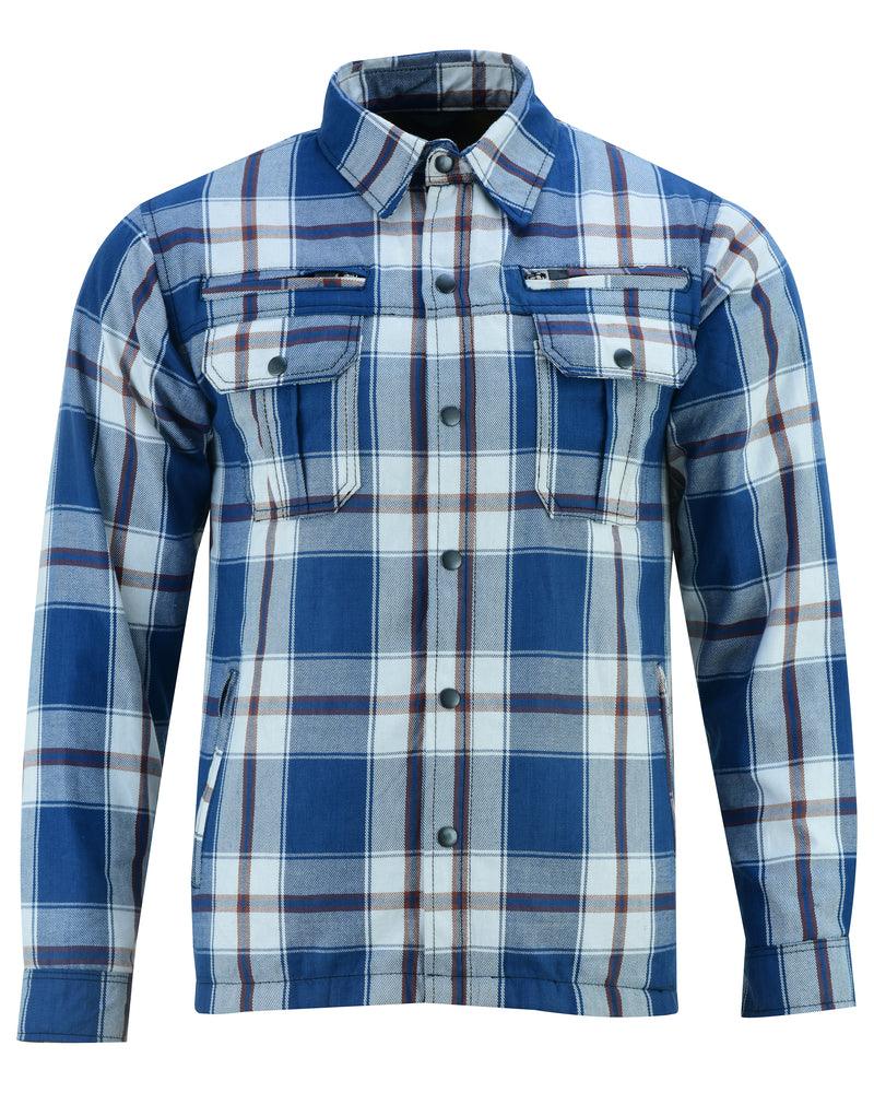 DS4673 Armored Flannel Shirt - Blue, White & Maroon - Wind Angels