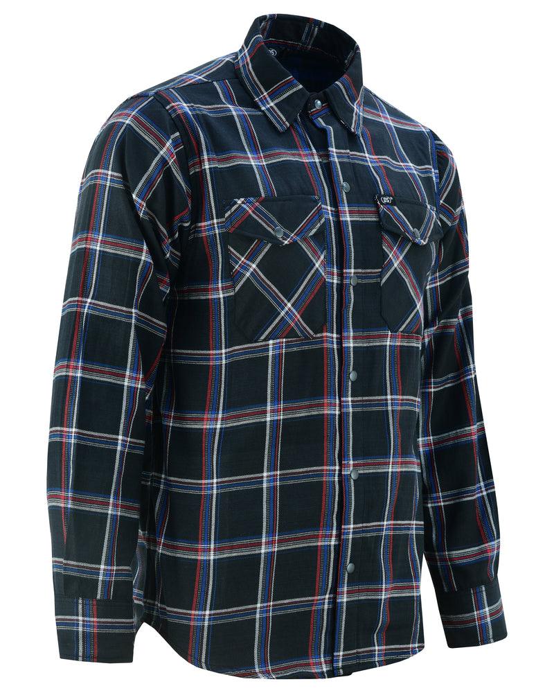 DS4680 Flannel Shirt - Black, Red and Blue - Wind Angels