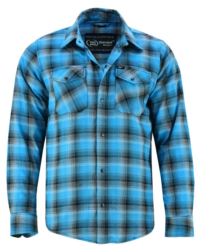 DS4683 Flannel Shirt - Blue and Black Shaded - Wind Angels