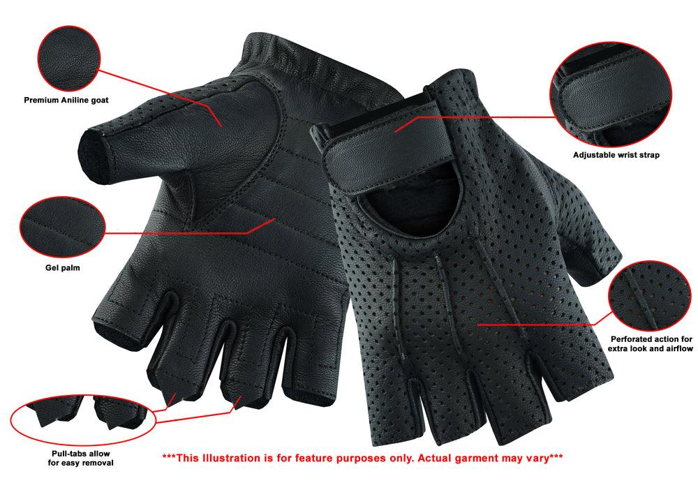 DS5 Women's Tough Perforated Fingerless Glove - Wind Angels