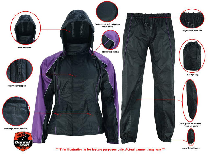 DS575PU Women's Rain Suit (Purple) - Wind Angels