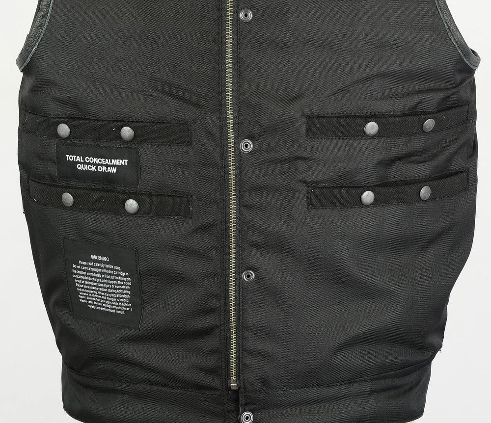 DS685 Canvas Material Single Back Panel Concealment Vest W/Leather Tr - Wind Angels