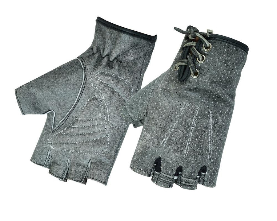 DS74 Women's Washed-Out Gray Perforated Fingerless Glove - Wind Angels