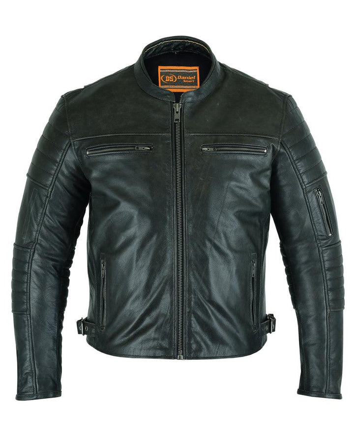 DS754 Men's Modern Crossover Scooter Jacket - Gun Metal Brown - Wind Angels