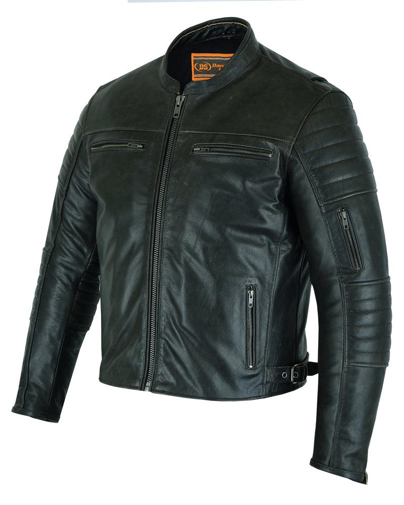 DS754 Men's Modern Crossover Scooter Jacket - Gun Metal Brown - Wind Angels