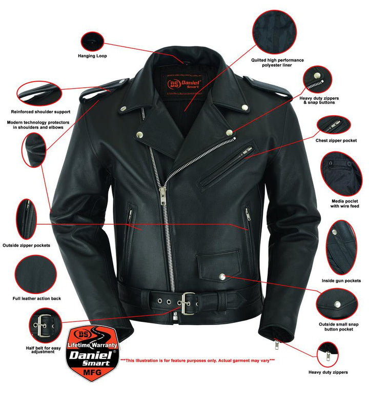 DS761 Motorcycle Armored Classic Biker Leather Jacket - Wind Angels