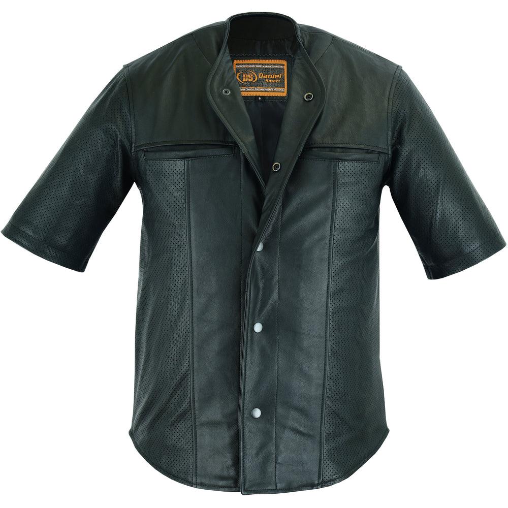 DS775 Leather Baseball Motorcycle Shirt - Wind Angels