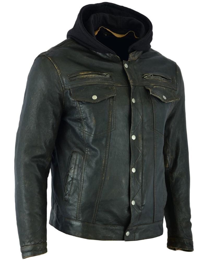 DS782 Men's Lightweight Drum Dyed Distressed Naked Lambskin Jacket - Wind Angels