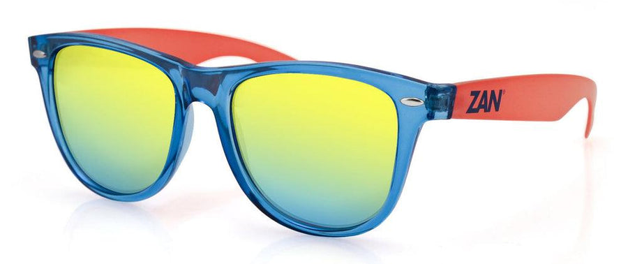 EZMT05 Minty Blue and Orange Frame, Smoked Yellow Mirrored Lens - Wind Angels