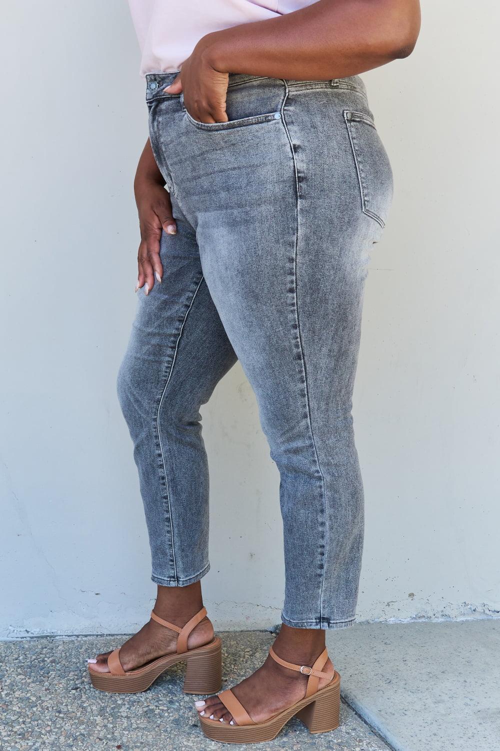 Judy Blue Racquel Full Size High Waisted Stone Wash Slim Fit Jeans - Wind Angels