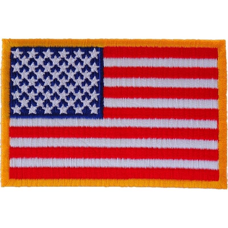 P2046 US Flag Patch Small Yellow Border 3 Inch - Wind Angels