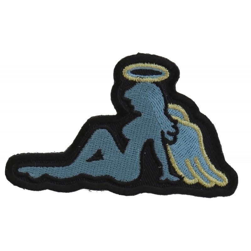 PL3012 Pretty Angel Wings in Blue Embroidered Large Iron on Patch