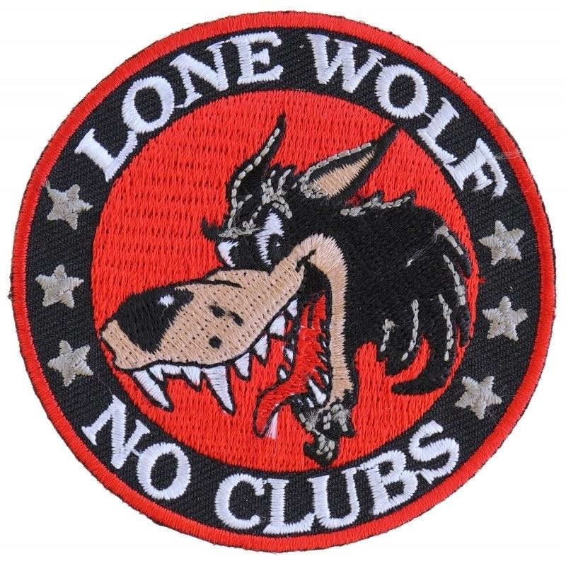 P2949 Lone Wolf No Clubs Biker Patch - Wind Angels