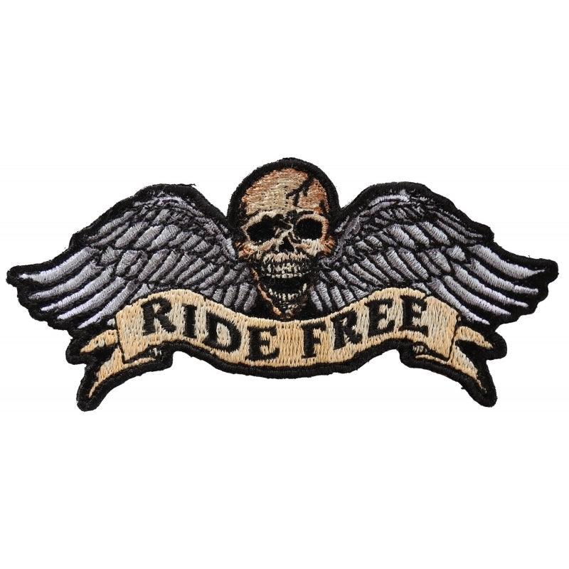 P3295 Ride Free Winged Skull Biker Patch - Wind Angels