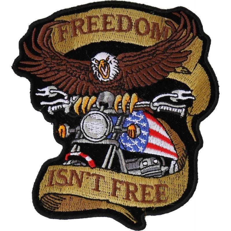 P4967 Patriotic Eagle Biker Small Iron on Patch Freedom Isn't Free - Wind Angels