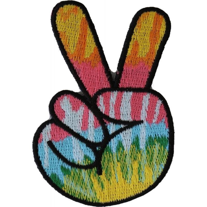 P5521 Colorful Peace Fingers Hand Sign Iron On Patch - Wind Angels