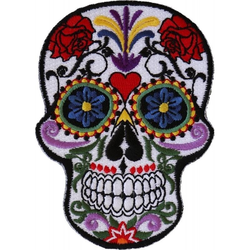 P5530 Sugar Skull Iron On Patch - Wind Angels