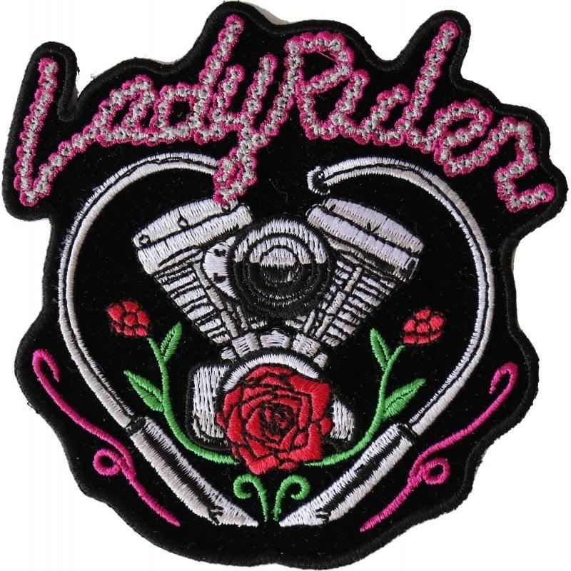 P6027 Lady Rider Chain Engine Rose Patch - Wind Angels