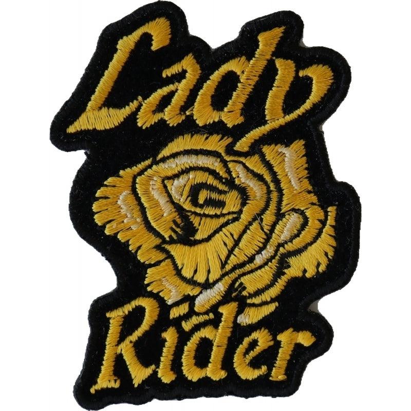 P6656 Lady Rider Yellow Rose Iron on Patch for Lady Bikers - Wind Angels