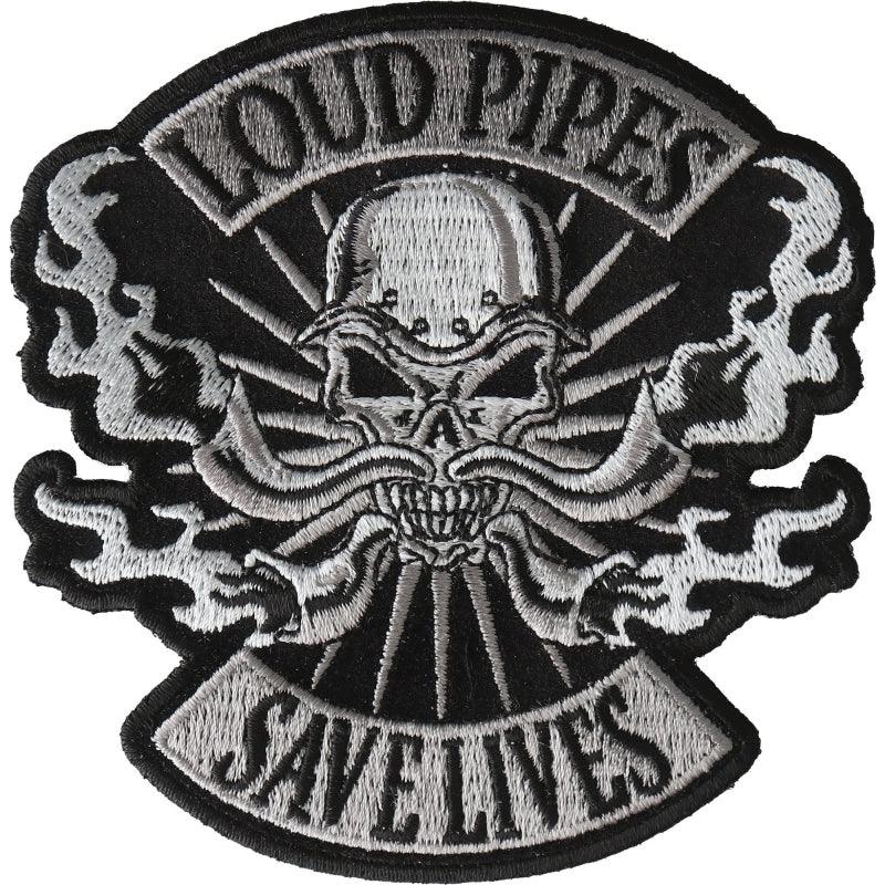 P6722 Loud Pipes Save Lives Skull Patch - Wind Angels