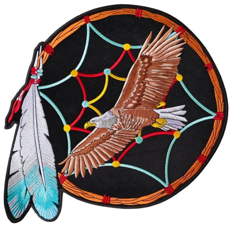 PL3533 Dreamcatcher Eagle Feather Embroidered Iron on Patch - Wind Angels