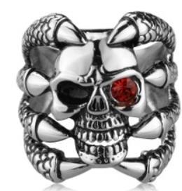 R112 Stainless Steel Claw Face Skull Biker Ring - Wind Angels