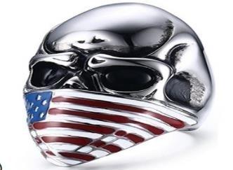 R165 Stainless Steel Flag Face Biker Ring - Wind Angels